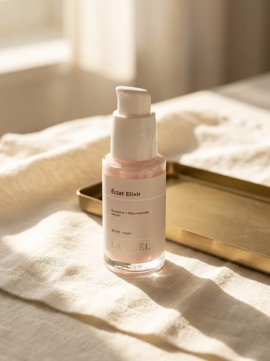 Nakładanie serum Éclat Elixir La Guèl na skórę twarzy