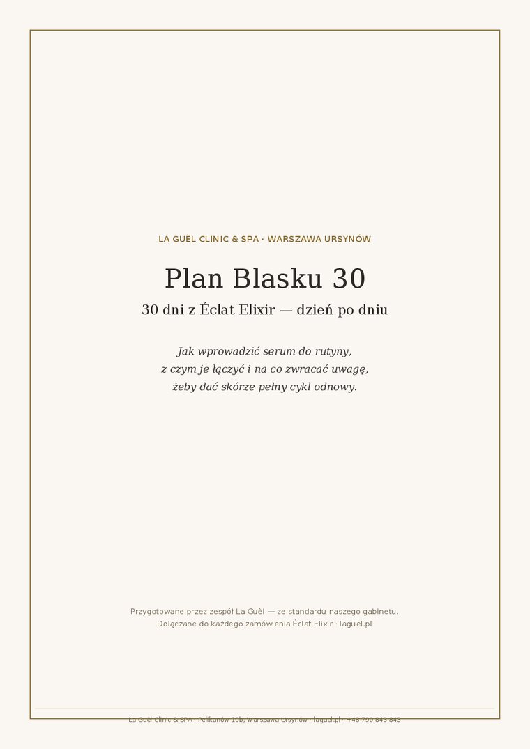 Okładka Planu Blasku 30 — przewodnika pielęgnacji La Guèl